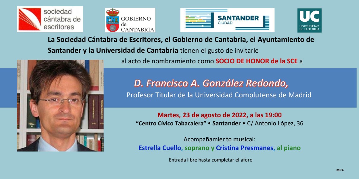 Nombramiento de FRANCISCO GONZÁLEZ REDONDO como Socio de Honor de la SCE